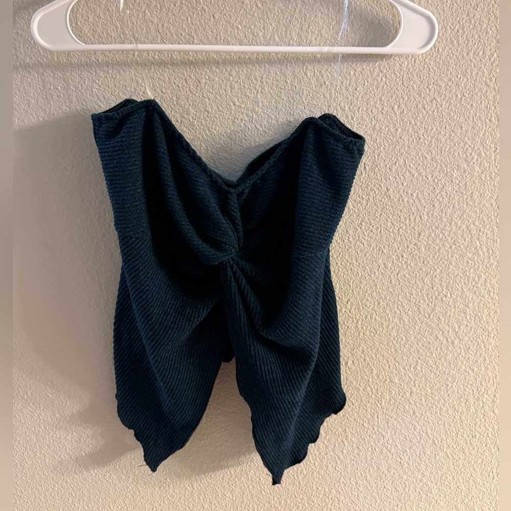 Zenobia Teal Ribbed Strapless Top